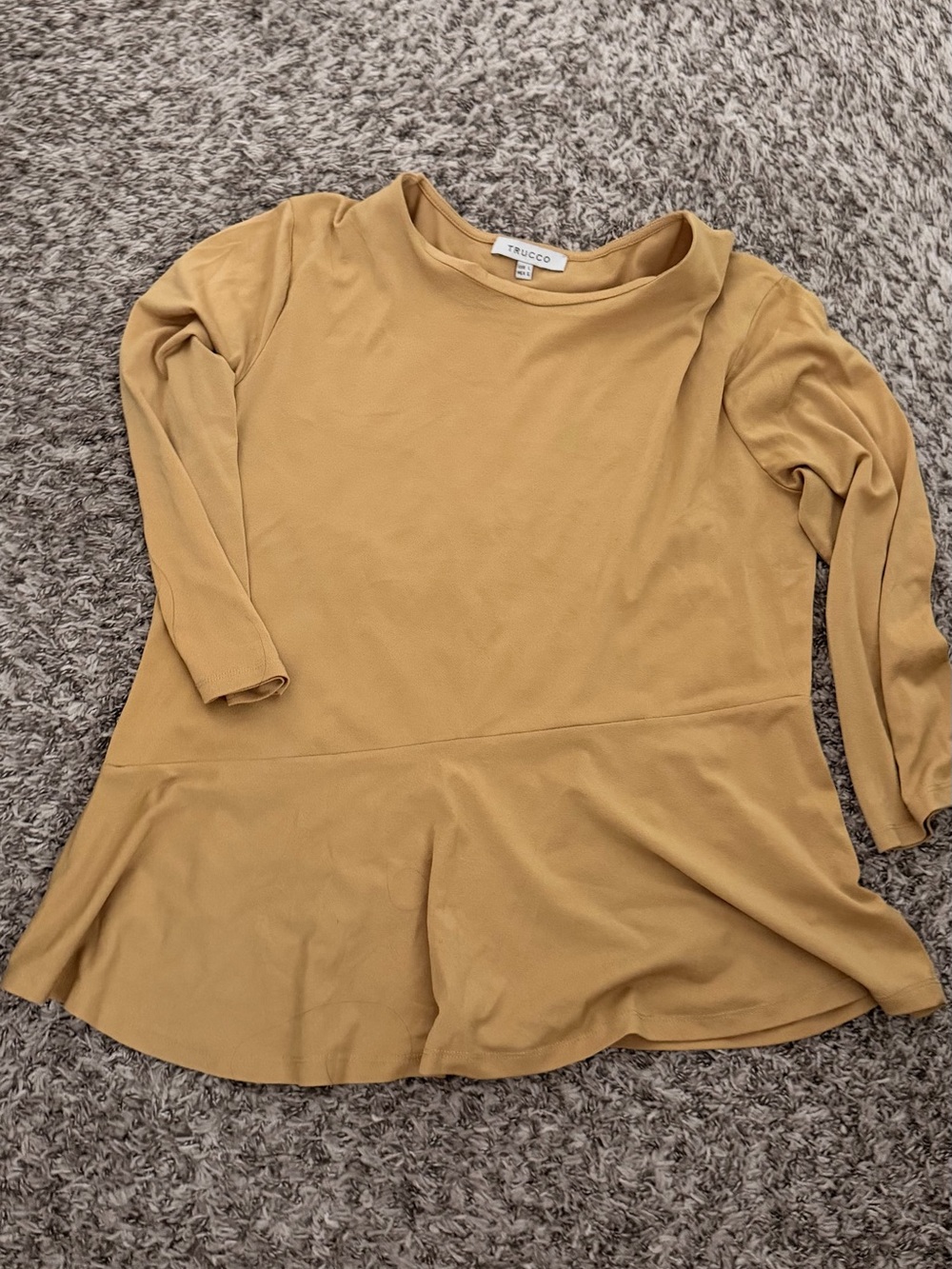 Women's Mustard Long-Sleeve Peplum Top
